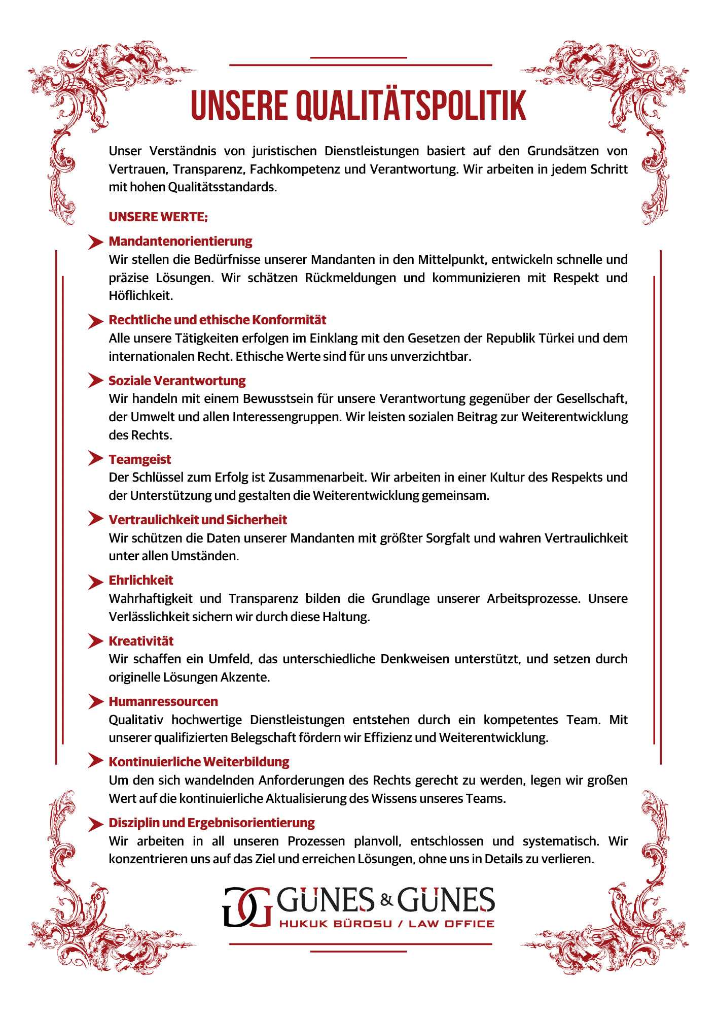 Unsere qualitatspolitik